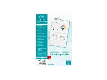 EXACOMPTA Pochette perforée, A5, PP, grainé, transparent