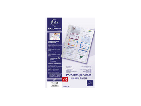 EXACOMPTA Pochette perforée pour cartes de visite, A4, PP