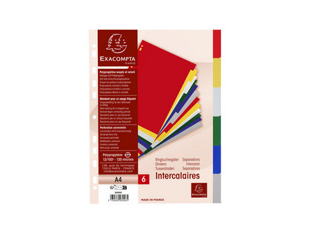 EXACOMPTA Intercalaire en plastique, uni, A4, 6 pièces