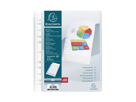 EXACOMPTA Pochette perforée, A4, PP, grainé, transparent