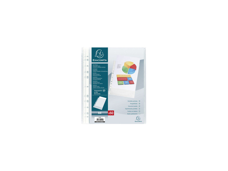 EXACOMPTA Pochette perforée, A4, PP, grainé, transparent