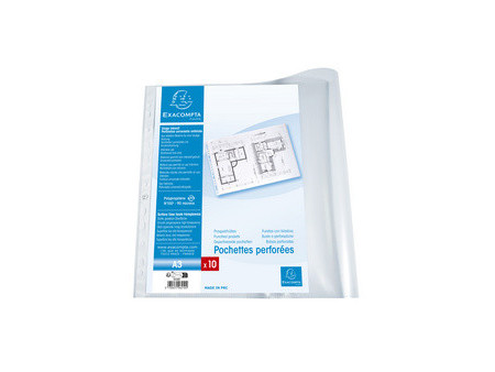 EXACOMPTA Pochette perforée, A3 paysage, PP, grainé