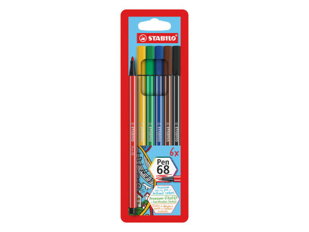 STABILO Feutre Pen 68, étui en plastique de 6