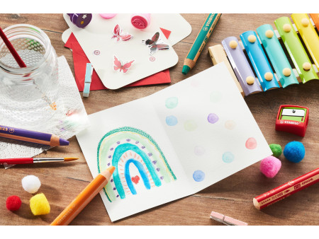 STABILO Crayon multi-talents woody 3 en 1, rond, blanc