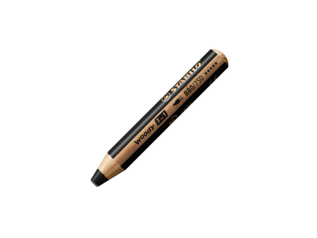 STABILO Crayon multi-talents woody 3 en 1, rond, noir