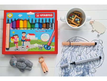 STABILO Feutre Trio Scribbi, set de bureau de 12