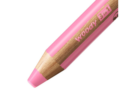 STABILO Crayon multi-talents woody 3 en 1, rond, rose