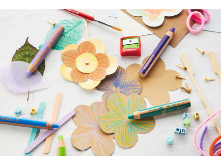 STABILO Crayon multi-talents woody 3 en 1, rond, rose