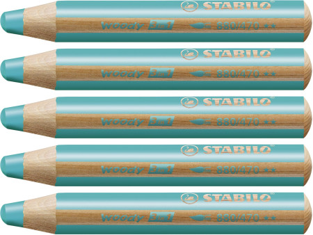 STABILO Crayon multi-talents woody 3 en 1, rond, vert jade