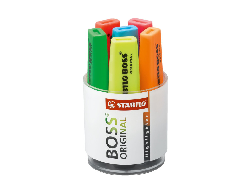 STABILO Surligneur BOSS ORIGINAL, boîte ronde de 6