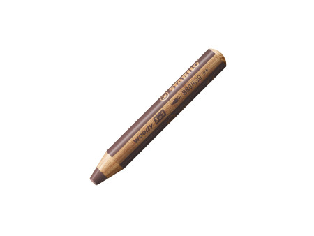 STABILO Crayon multi-talents woody 3 en 1, rond, marron