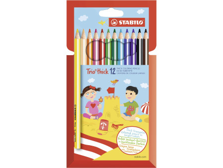 STABILO Crayon de couleur Trio long, corps large, étui de 12