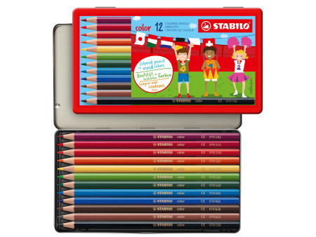 STABILO Crayon de couleur color, hexagonal, étui métal de 12
