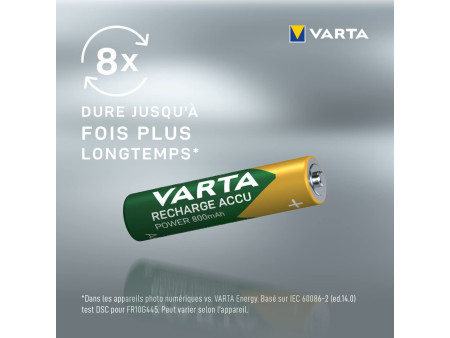 VARTA Pile NiMH 'Rechargeable Accu', Micro (AAA), 800 mAh