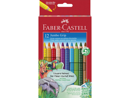 FABER-CASTELL Crayons de couleur JUMBO GRIP, étui de 12