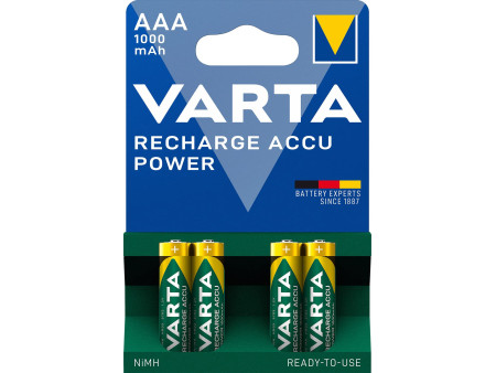 VARTA Pile NiMH 'Rechargeable Accu', Micro (AAA), 1 000 mAh