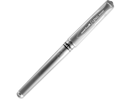 uni-ball Stylo roller à encre gel SIGNO broad UM153, argent
