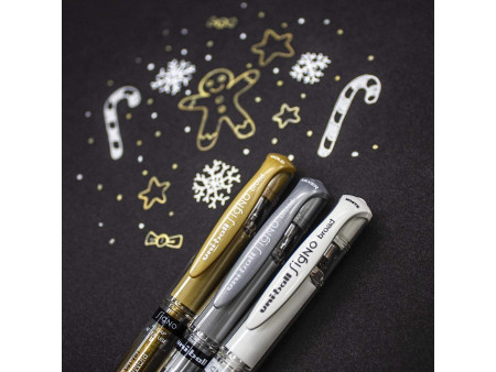 uni-ball Stylo roller à encre gel SIGNO broad UM153, argent