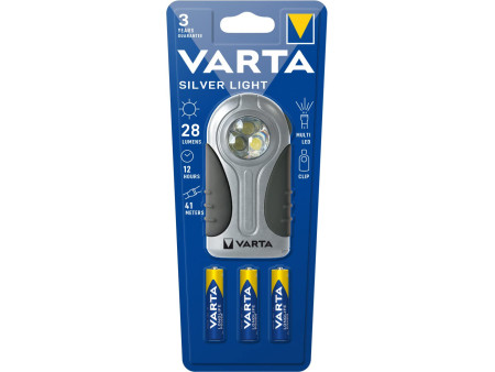 VARTA Lampe de poche 'LED Silver Light', avec 3 piles AAA