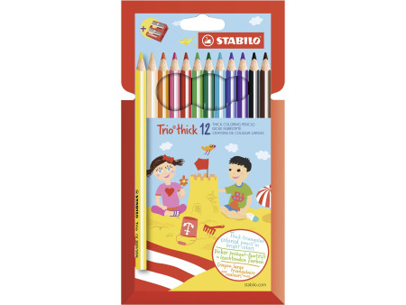 STABILO Crayon de couleur Trio long, corps large, étui de 12