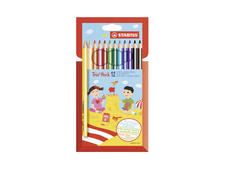 STABILO Crayon de couleur Trio long, corps large, étui de 18
