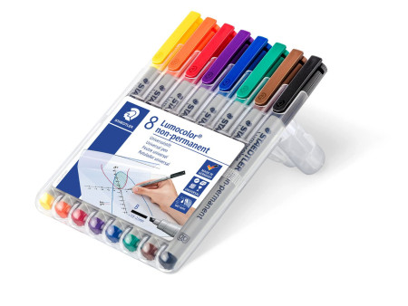 STAEDTLER Marqueur non permanent 312B Lumocolor, étui de 8