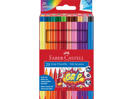 FABER-CASTELL Stylo feutre GRIP COLOUR MARKER, étui de 20