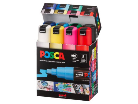 POSCA Marqueur à pigment PC8K, étui de 8, assorti