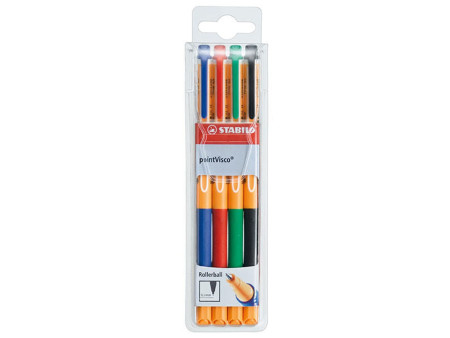 STABILO Stylo à encre gel pointVisco, étui plastique de 4