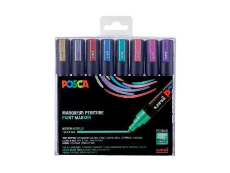 POSCA Marqueur à pigment PC5M, étui de 8, assorti couleurs