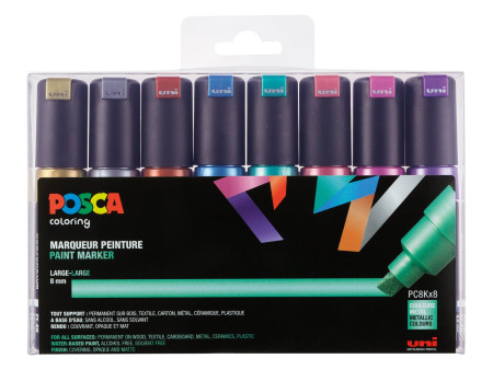 POSCA Marqueur à pigment PC-8K, étui de 8, assorti