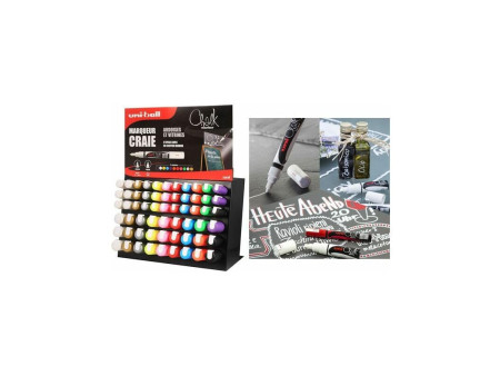 uni-ball Marqueur craie Chalk, présentoir de 63 pièces