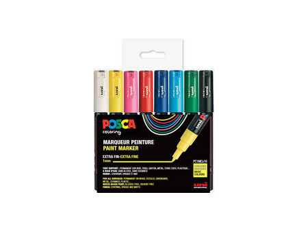POSCA Marqueur à pigment PC1MC, étui de 8, couleurs douces