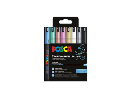 POSCA Marqueur à pigment PC1MR, étui de 8, couleurs douces