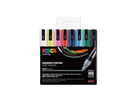 POSCA Marqueur à pigment PC5M, étui de 8, couleurs douces