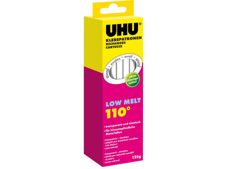 UHU Recharde de colle Low Melt, 125 g, transparent
