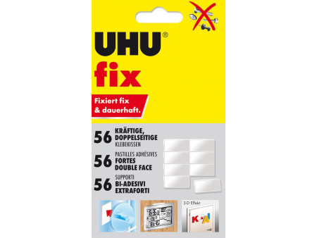 UHU Pastilles adhésives fix, double face, blanc, colle