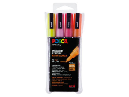 POSCA Marqueur à pigment PC3ML pailleté, étui de 4, assorti