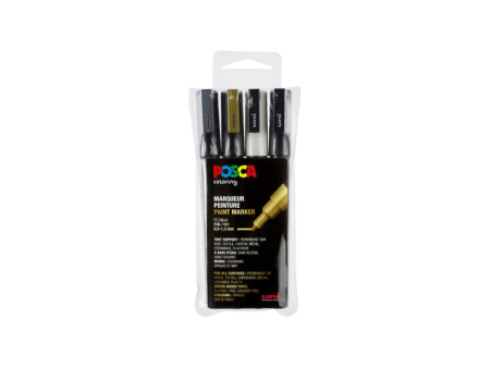 POSCA Marqueur à pigment PC3M, étui de 4, assorti