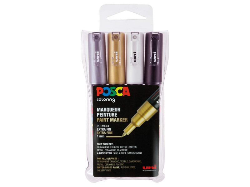 POSCA Marqueur à pigment PC1MC, étui de 4, assorti