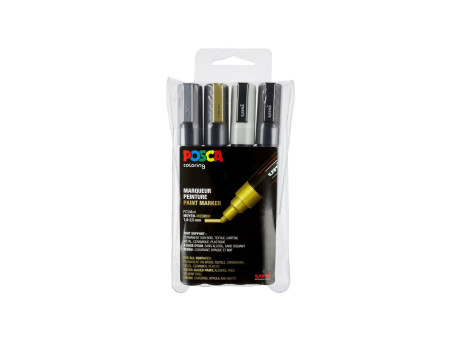 POSCA Marqueur à pigment PC5M, étui de 4, assorti