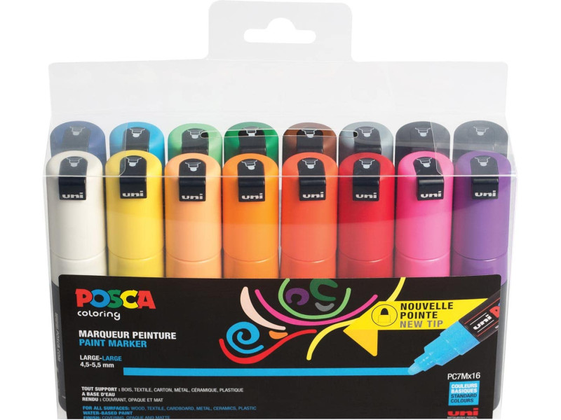 POSCA Marqueur à pigment PC-7M, étui de 16