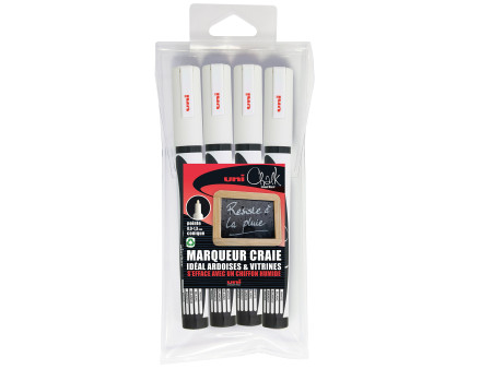 uni-ball Marqueur craie Chalk marker PWE3MS/4 PF, étui de 4