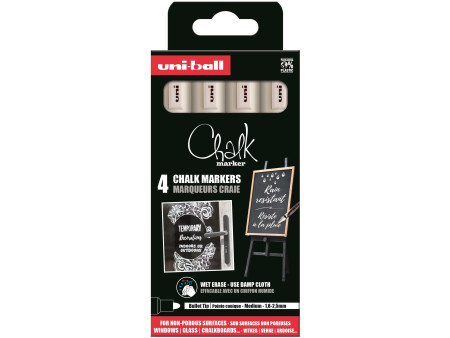 uni-ball Marqueur craie Chalk marker PWE5M/4 PF, étui de 4