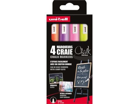 uni-ball Marqueur craie Chalk marker PWE5M/4 PF, étui de 4