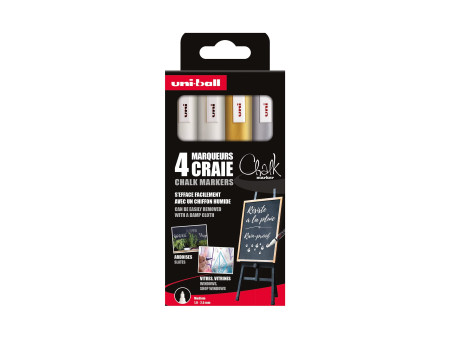 uni-ball Marqueur craie Chalk marker PWE5M/4 PF, étui de 4