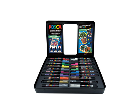 POSCA Marqueur à pigment 'POP COLOURS', mallette métal de 20