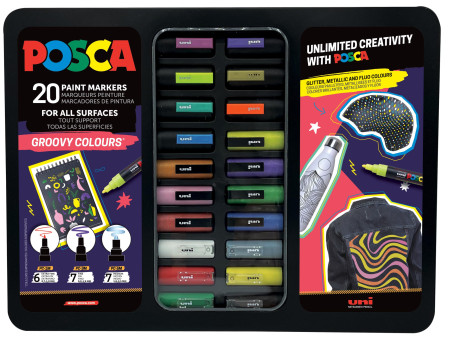 POSCA Marqueur à pigment 'GROOVY COLOURS', mallette métal