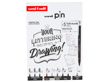 uni-ball Coffret d'initiation uni pin 'LETTERING', 9 pièces