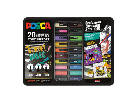 POSCA Marqueur à pigment STREET VIBES, mallette métal de 20